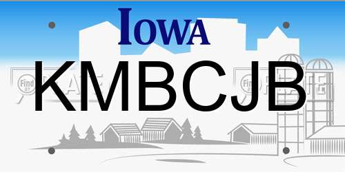 KMBCJB Iowa License Plate
