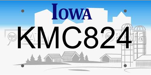 KMC824 Iowa License Plate