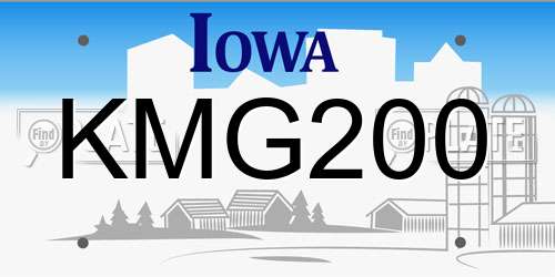 KMG200 Iowa License Plate
