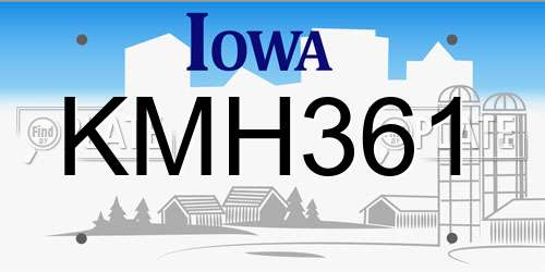 KMH361 Iowa License Plate