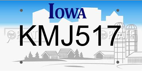 KMJ517 Iowa License Plate