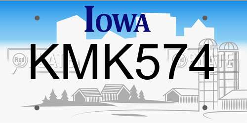 KMK574 Iowa License Plate