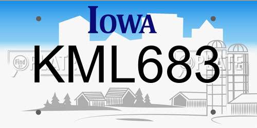 KML683 Iowa License Plate