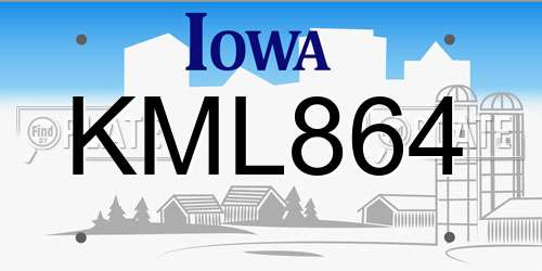KML864 Iowa License Plate