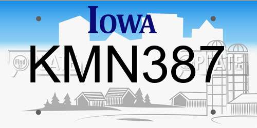 KMN387 Iowa License Plate