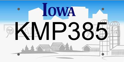 KMP385 Iowa License Plate