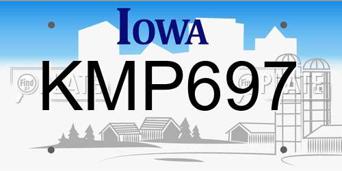 KMP697 Iowa License Plate