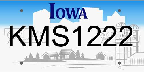 KMS1222 Iowa License Plate