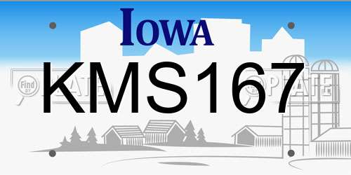 KMS167 Iowa License Plate