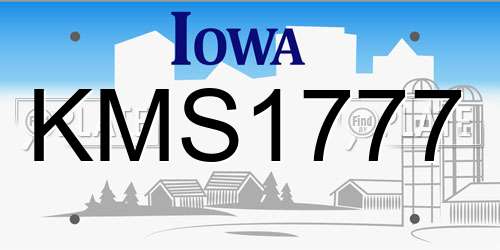 KMS1777 Iowa License Plate