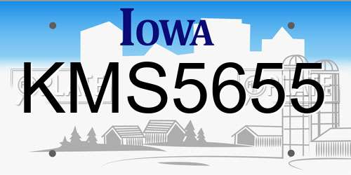 KMS5655 Iowa License Plate