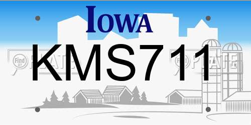 KMS711 Iowa License Plate