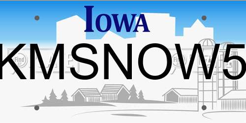 KMSNOW5 Iowa License Plate