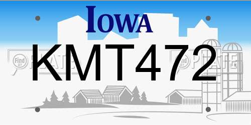 KMT472 Iowa License Plate