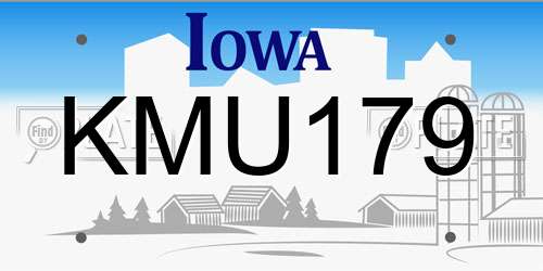 KMU179 Iowa License Plate