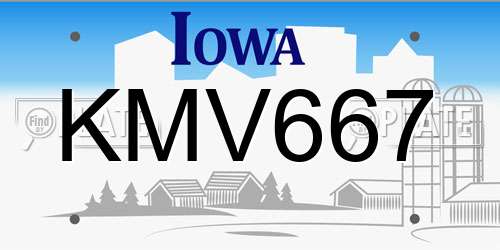 KMV667 Iowa License Plate