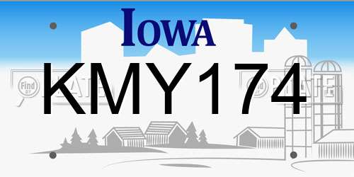 KMY174 Iowa License Plate
