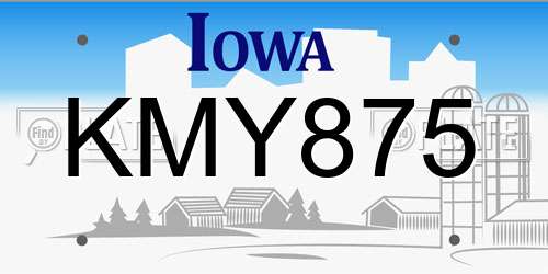 KMY875 Iowa License Plate