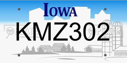 KMZ302 Iowa License Plate
