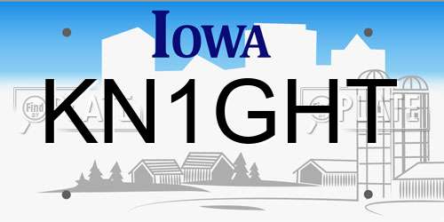 KN1GHT Iowa License Plate