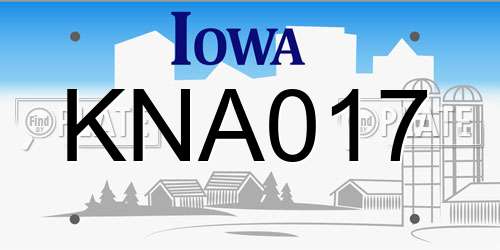 KNA017 Iowa License Plate