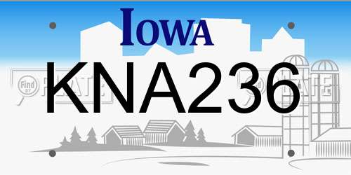 KNA236 Iowa License Plate