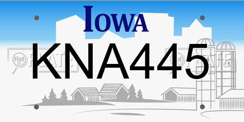 KNA445 Iowa License Plate