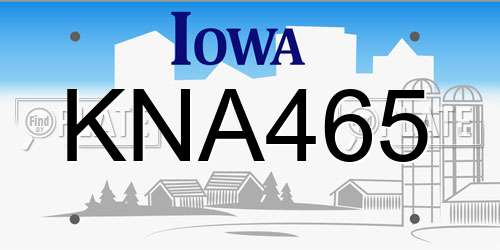 KNA465 Iowa License Plate
