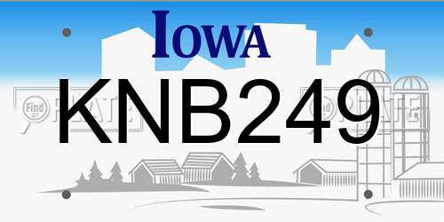KNB249 Iowa License Plate