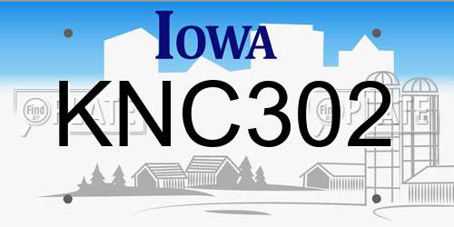 KNC302 Iowa License Plate