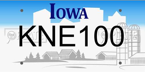 KNE100 Iowa License Plate
