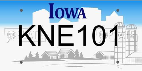 KNE101 Iowa License Plate