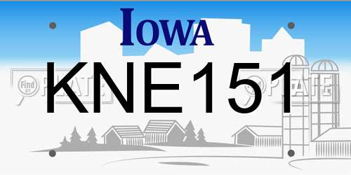 KNE151 Iowa License Plate
