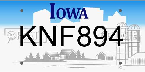 KNF894 Iowa License Plate