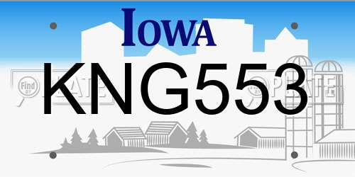 KNG553 Iowa License Plate