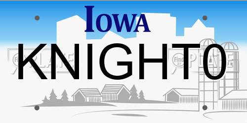KNIGHT0 Iowa License Plate