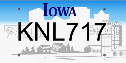 KNL717 Iowa License Plate