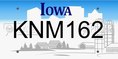 KNM162 Iowa License Plate