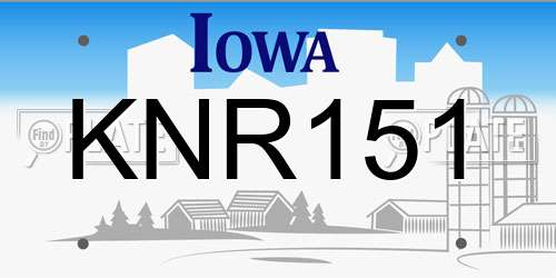 KNR151 Iowa License Plate