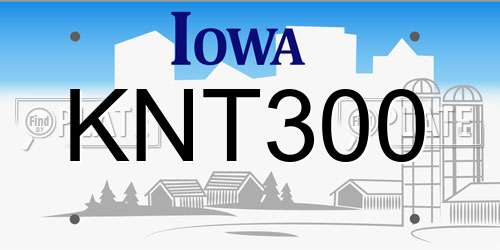 KNT300 Iowa License Plate