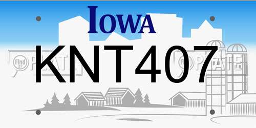 KNT407 Iowa License Plate
