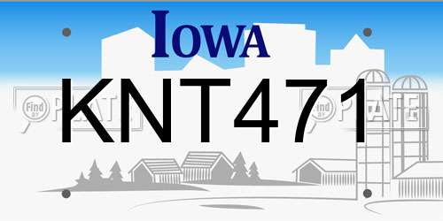 KNT471 Iowa License Plate