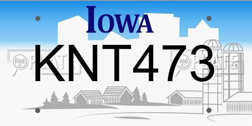 KNT473 Iowa License Plate