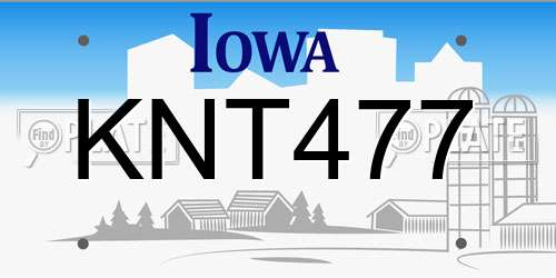 KNT477 Iowa License Plate