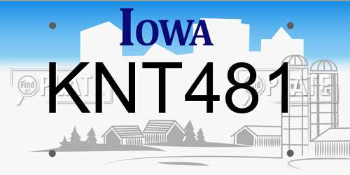 KNT481 Iowa License Plate