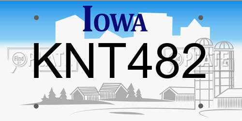 KNT482 Iowa License Plate
