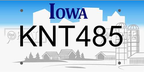 KNT485 Iowa License Plate
