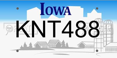KNT488 Iowa License Plate