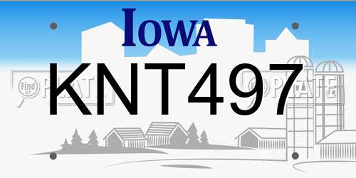KNT497 Iowa License Plate