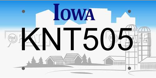 KNT505 Iowa License Plate